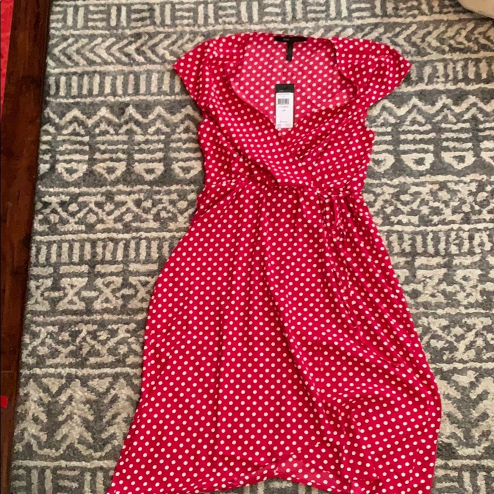 Pink and white polka dot dress wrap/tie skirt NWT